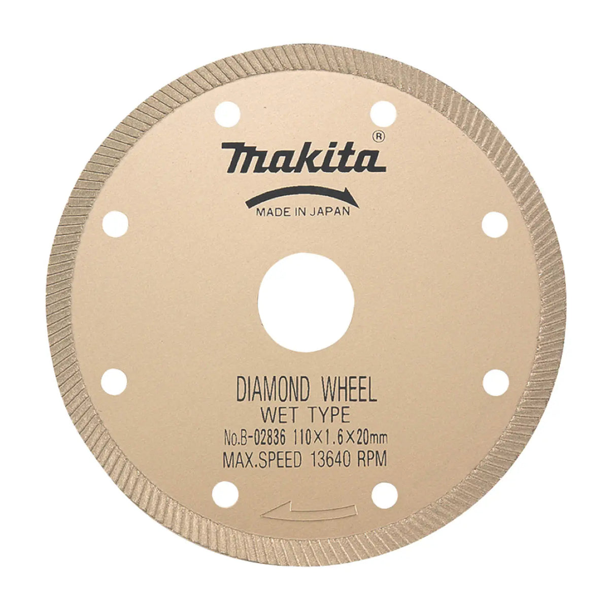 Disco Diamantado Húmedo 110x1.6mm Makita B-02836 Dorado Oscuro