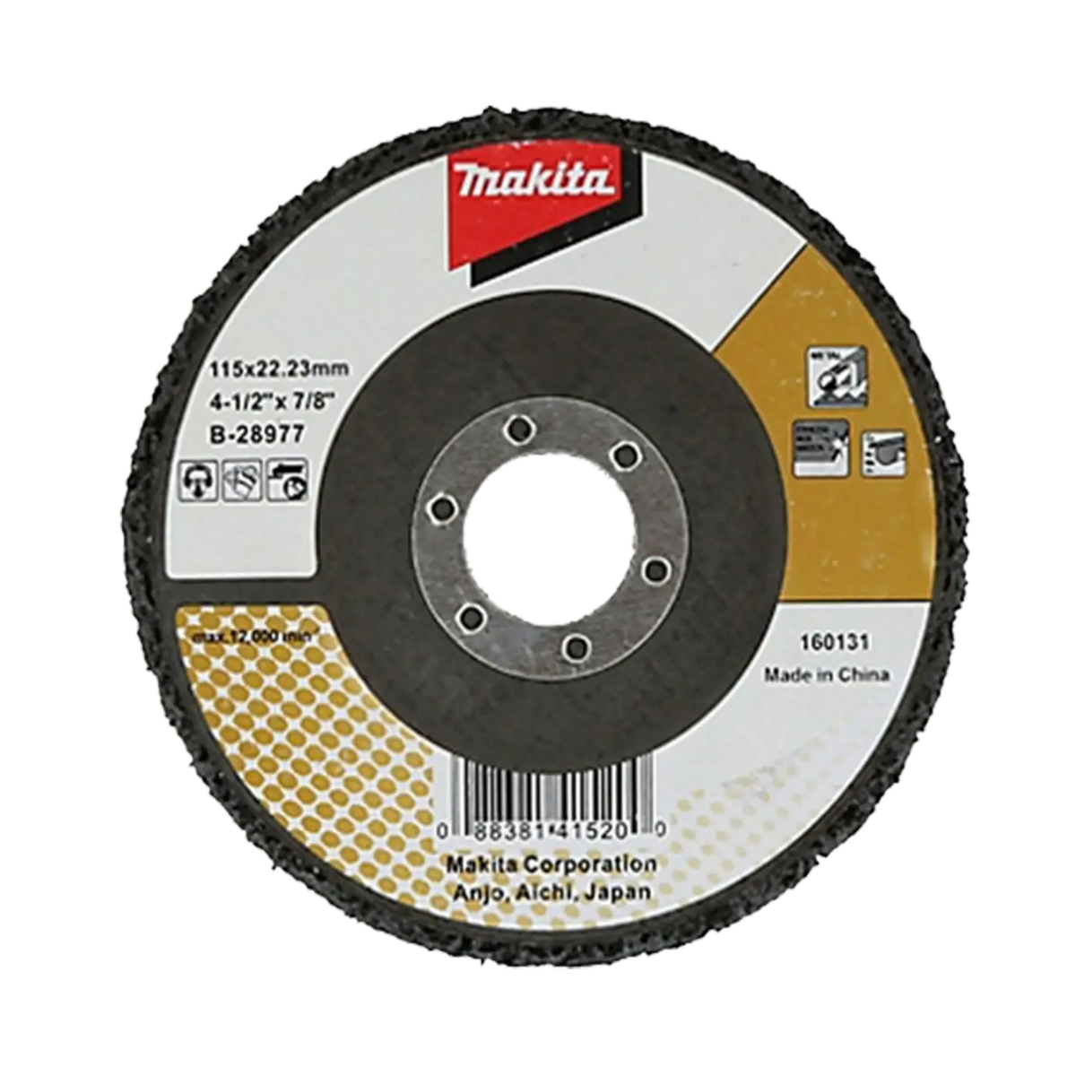 Disco Limpieza Negro Respaldo Fibra 4 1/2'' - Makita B-28977 Negro