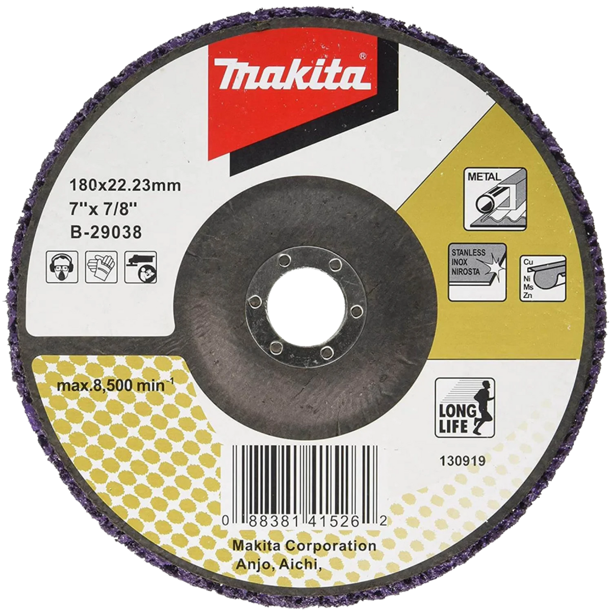 Disco Limpiador Fibra Morado 7'' Makita B-29038 Violeta