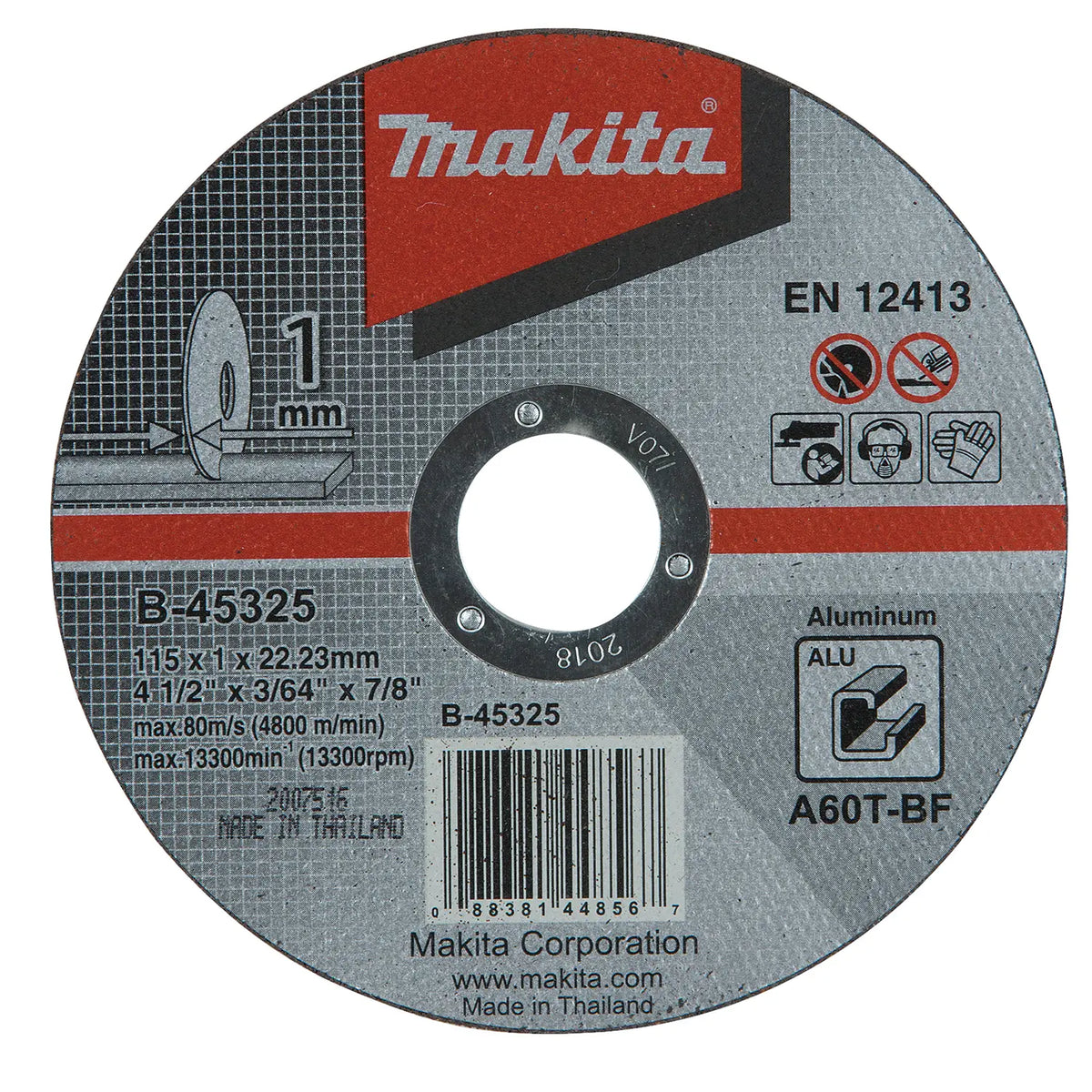 Set 5 Discos Corte Aluminio 4-1/2' Makita B-45325 Gris Oscuro