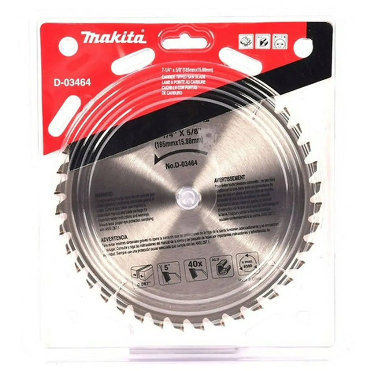 Disco De Sierra 7 1/4'' 40 Dientes P/aluminio Makita D-03464 Plateado