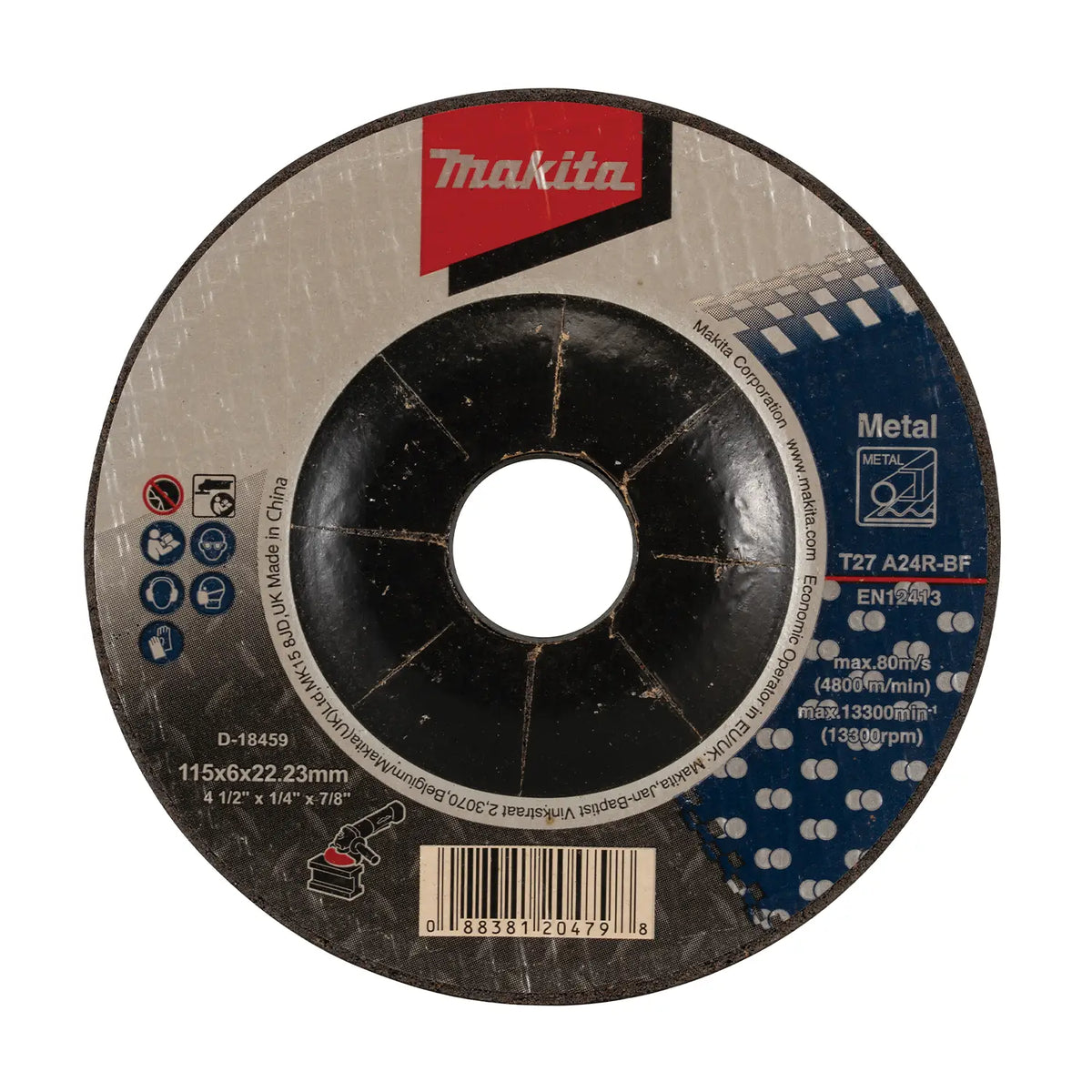 Pack 10 Discos Desbaste Metal 4-1/2 Makita D-18459 Azul Acero