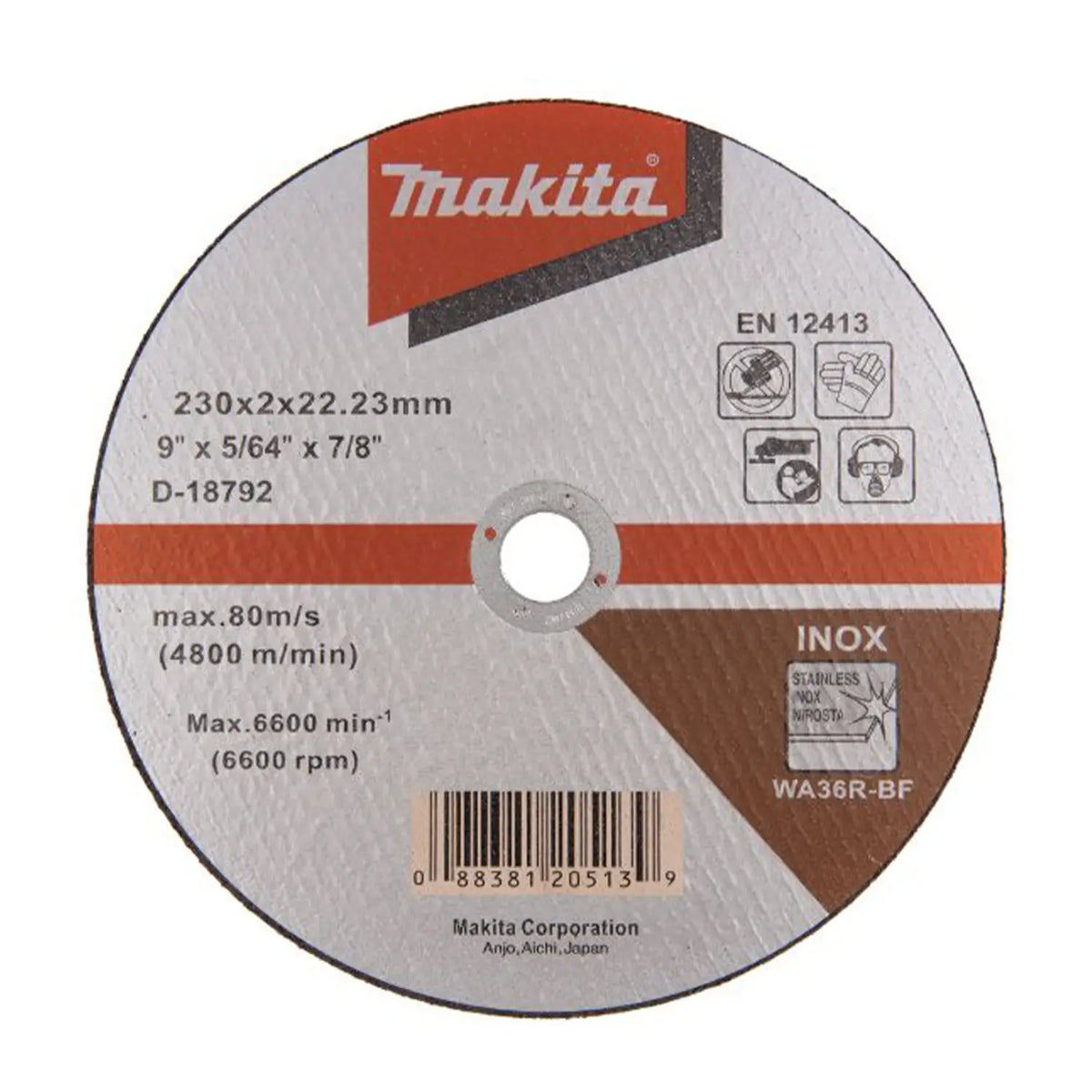 Set 5 Discos De Corte Acero Inoxidable 9''  D-18792 Makita Azul Claro