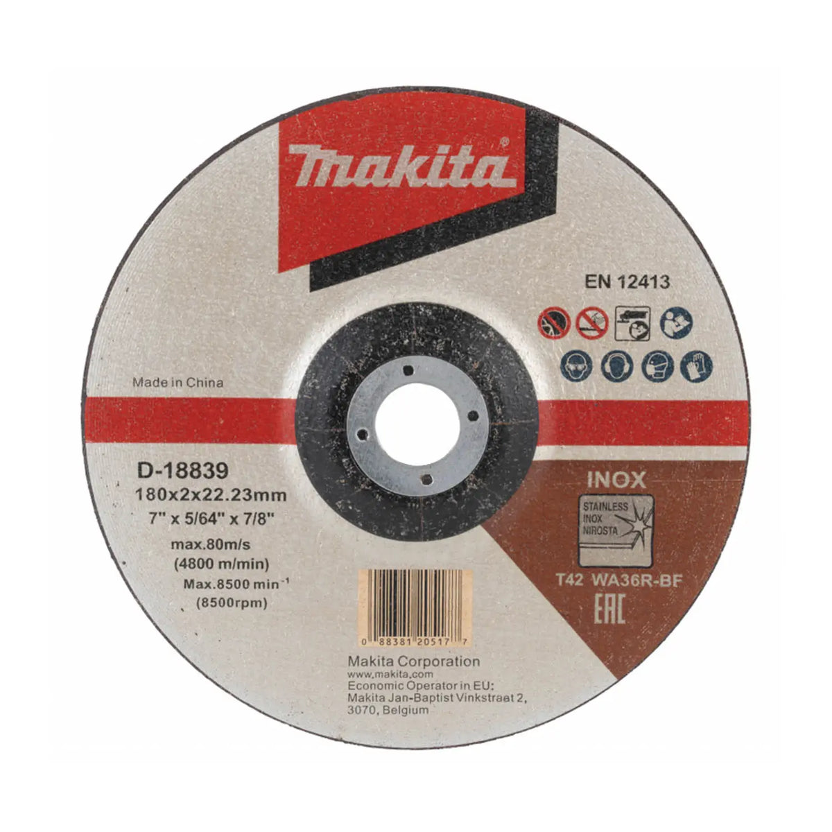 Disco Corte Acero Inoxidable 7'' Makita D-18839 Amarillo