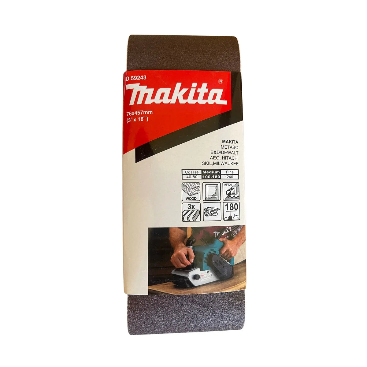 Lija De Banda 3 X 18 Pulgadas Grano 180 Makita D-59243 180
