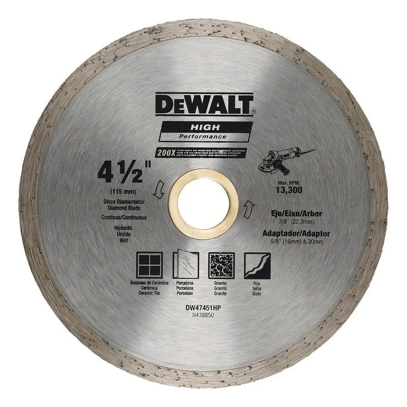 Disco Diamantado Continuo 4 1/2 Dewalt Dw47451hp