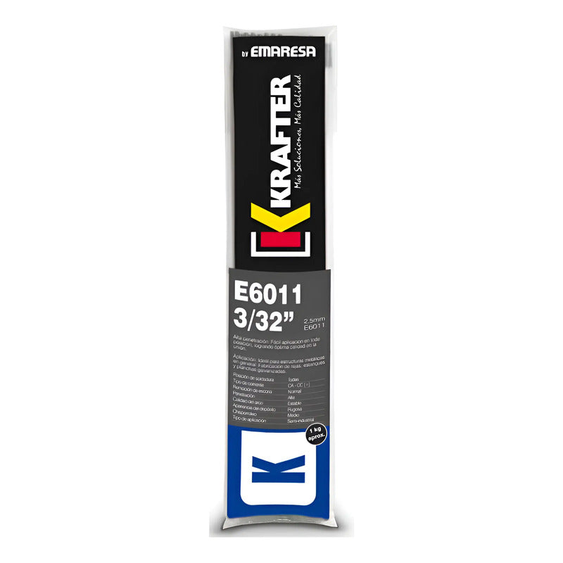 Electrodo Soldadura Krafter E6011 Diám. 3/32 - 2.4mm 1 Kg  Plateado