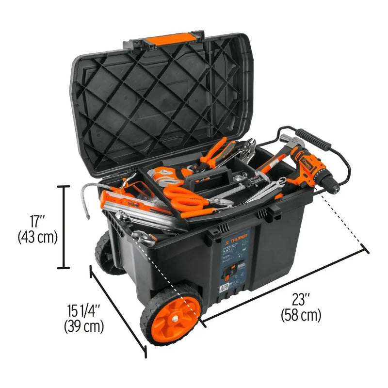 Caja Herramienta Truper Plastica 58 Cm Con Ruedas  Negro