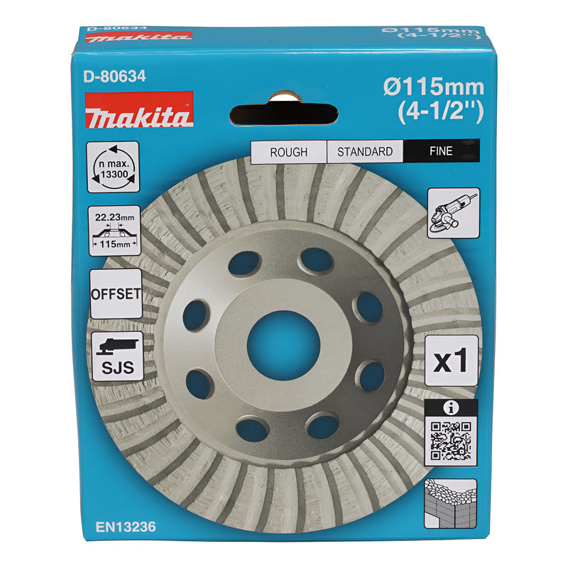 Copa Diamantada Para Concreto 115mm. X 22,23mm. Turb D-80634