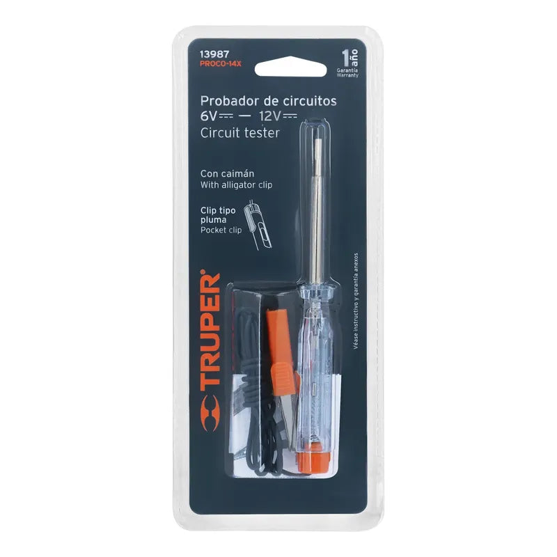 Probador Corriente Directa 14cm C/caimán Truper 13987