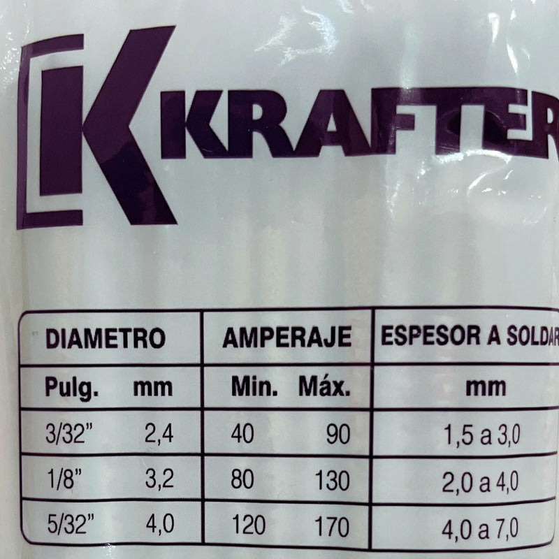 Electrodo Soldadura Krafter E6011 Diám. 3/32 - 2.4mm 1 Kg  Plateado