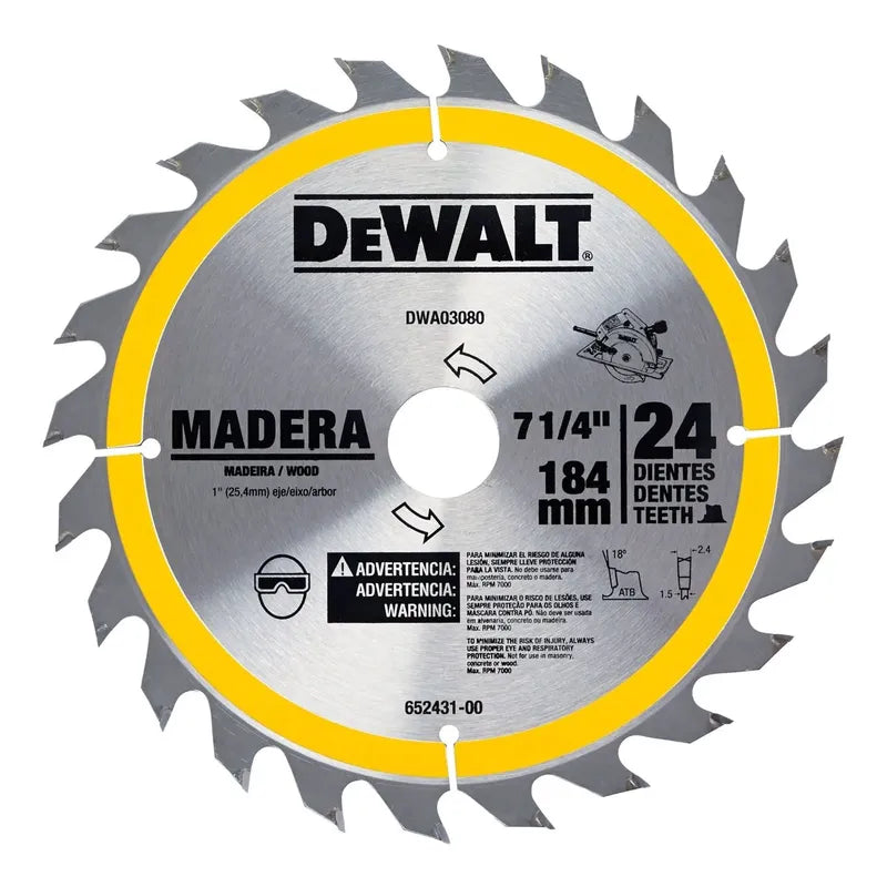 Disco De Sierra 7-1/4'' 24 Dientes Dewalt Dwa03080
