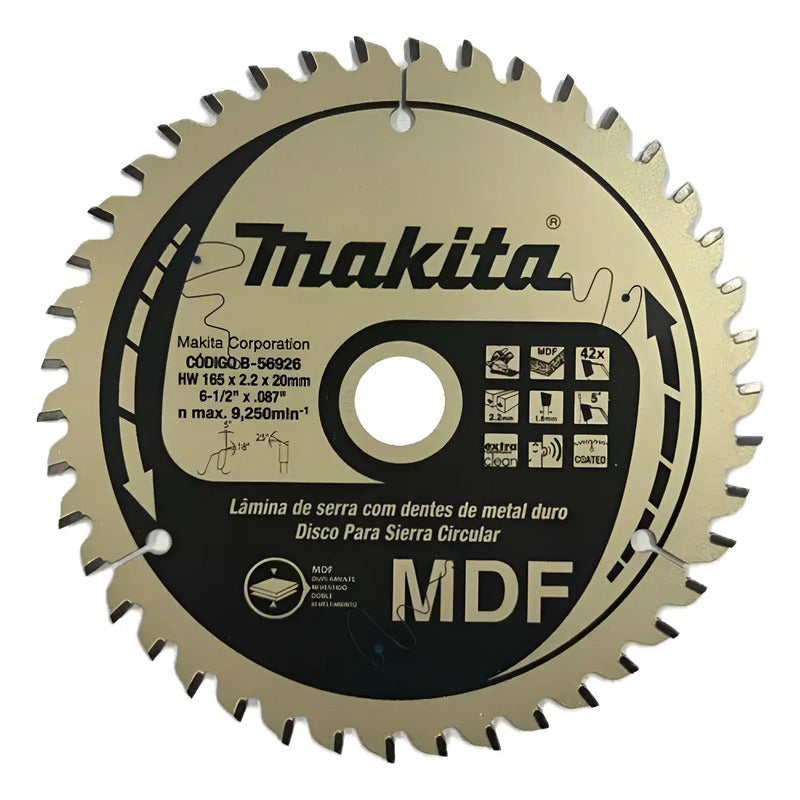 Disco Sierra Circular Mdf 6 1/2'' 42 Dientes Makita B-56926 Dorado Oscuro