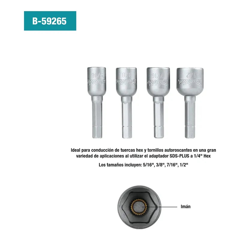 Adaptador Magnético Juego 4 Piezas B-59265 Makita
