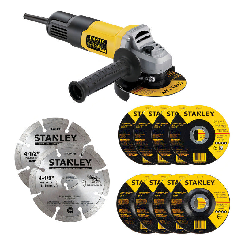 Esmeril Angular Stanley Sg7115v10-b2 4 1/2 7850w +10 Discos