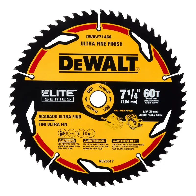 Disco De Sierra 7-1/4  60t Elite Series Dewalt Dwaw71460 Amarillo