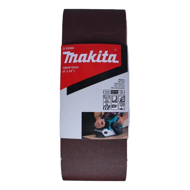 Pack 3 Lijas De Banda 4''x24'' (100x610mm) - Makita Cantidad De Granos 240