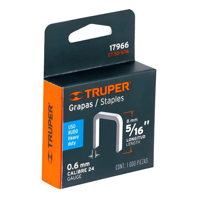Grapa 5/16 Pulgadas Et-50-5/16  Caja 1.000 Pzas Truper  Naranjo