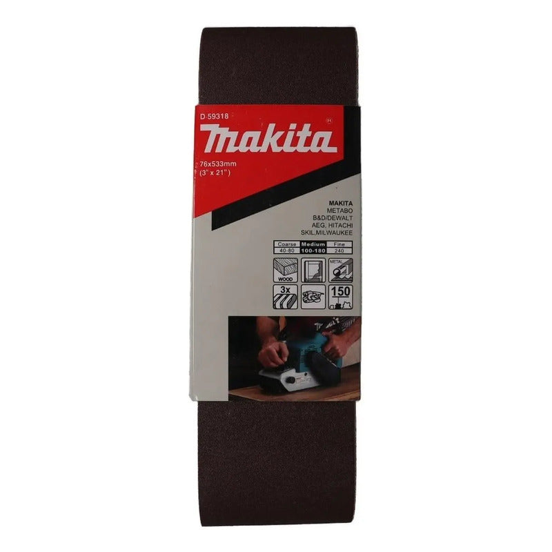 Pack 3 Lijas De Banda 3''x21'' (76x533mm) - Makita Cantidad De Granos 180