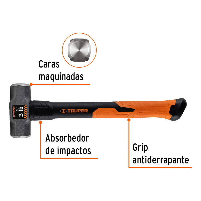 Combo 3 Lbs Mango Fibra De Vidrio 14' Truper