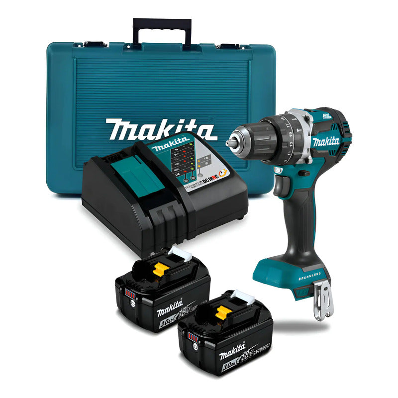 Taladro Percutor Atornillador 1/2' 18v Makita Dhp484rfe Turquesa