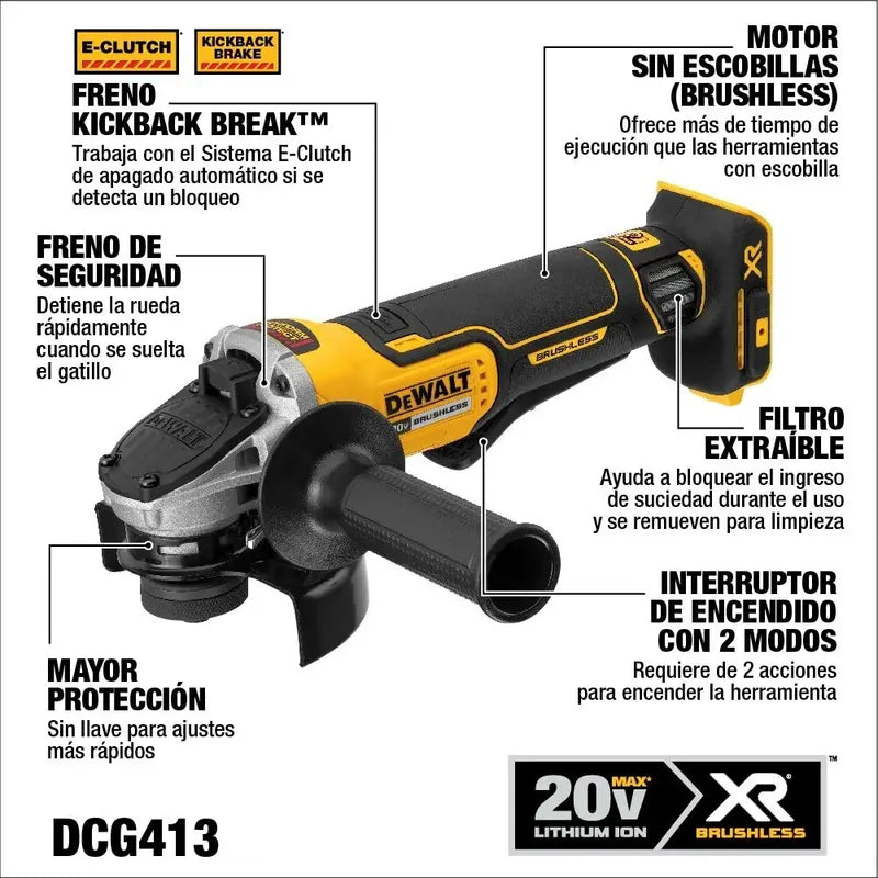 Kit Esmeril Angular Inalambrico 20v Dewalt + 2b 5ah Dcg413h2 Amarillo/negro