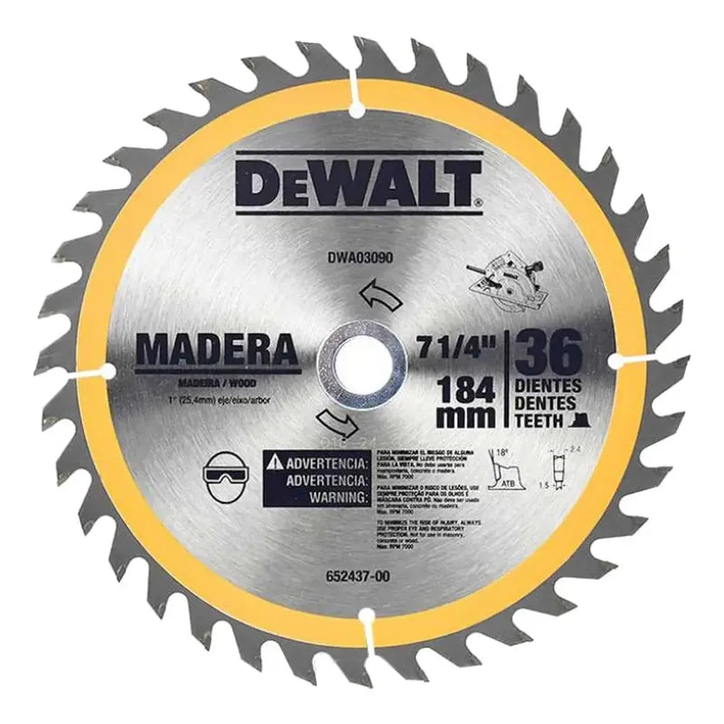 Disco Sierra Circular 7 1/4 36 Dientes Dewalt Dwa03090 Plateado
