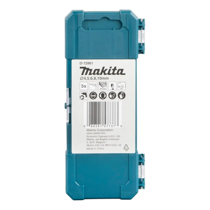 Set 5 Brocas Madera Hss 4,5,6,8 Y 10mm D-72861 Makita