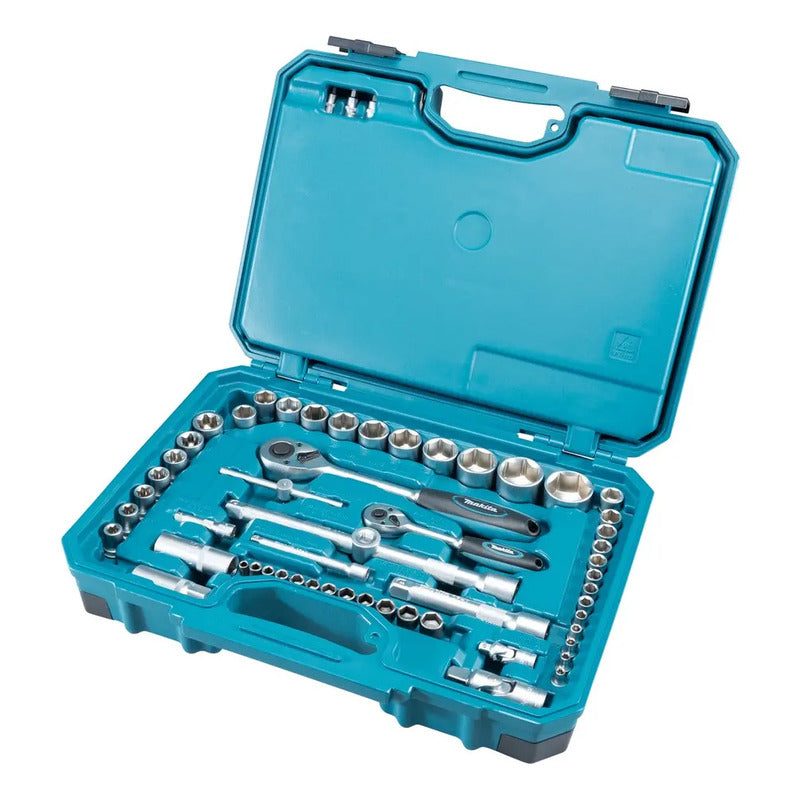 Set De 221 Piezas De Llaves, Puntas Y Vasos Makita E-10883   Turquesa