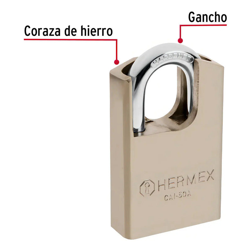 Candado Acero Máxima Seguridad 50mm Hermex 43334 Color Marrón