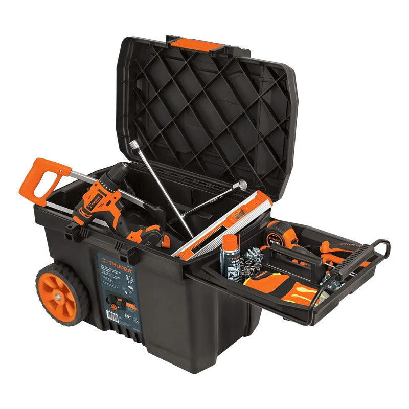 Caja Herramienta Truper Plastica 58 Cm Con Ruedas  Negro