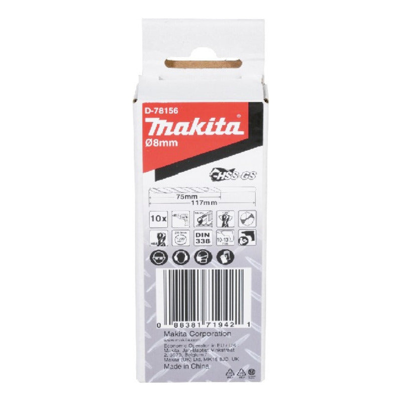 Set 10 Brocas Hss-gs P/metal 8.0x117mm Makita D-78156