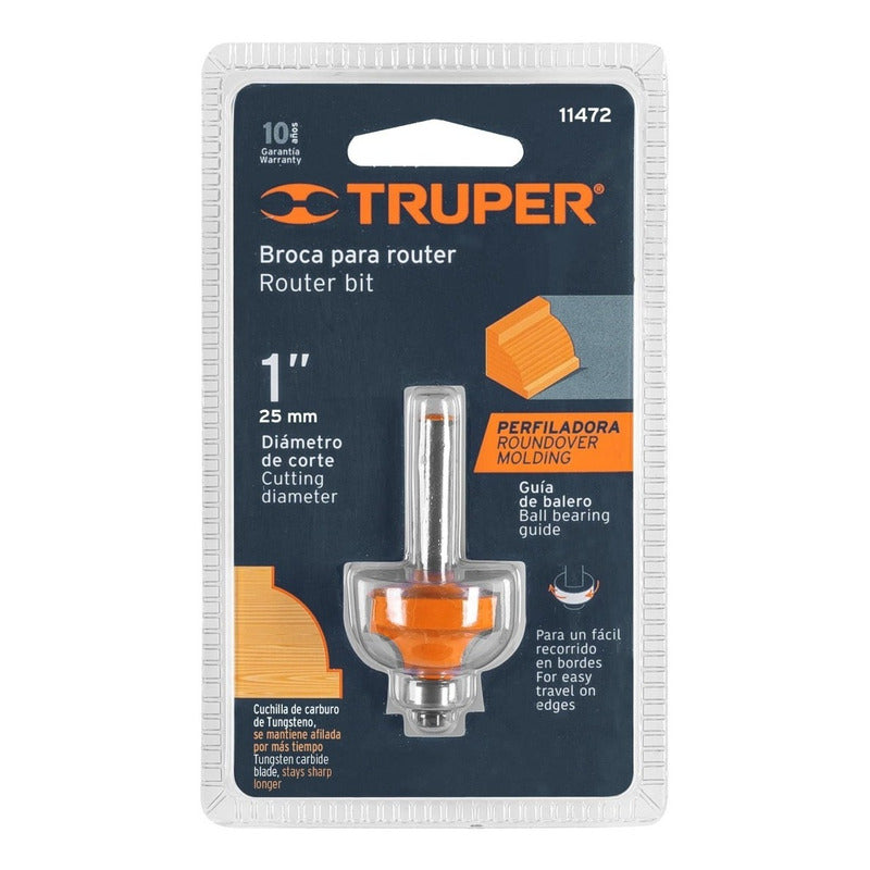Fresa Para Router, Redondeado C/moldura, 1  C/balero Truper