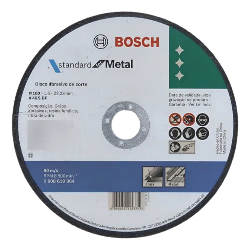 Pack 5 Discos De Corte Standard 180x1,6mm 7  Bosch Gris