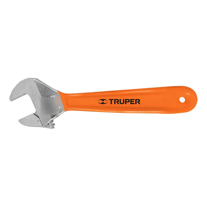 Llave Ajustable Francesa 8 PuLG. Cromada Mango De Pvc Truper Naranja