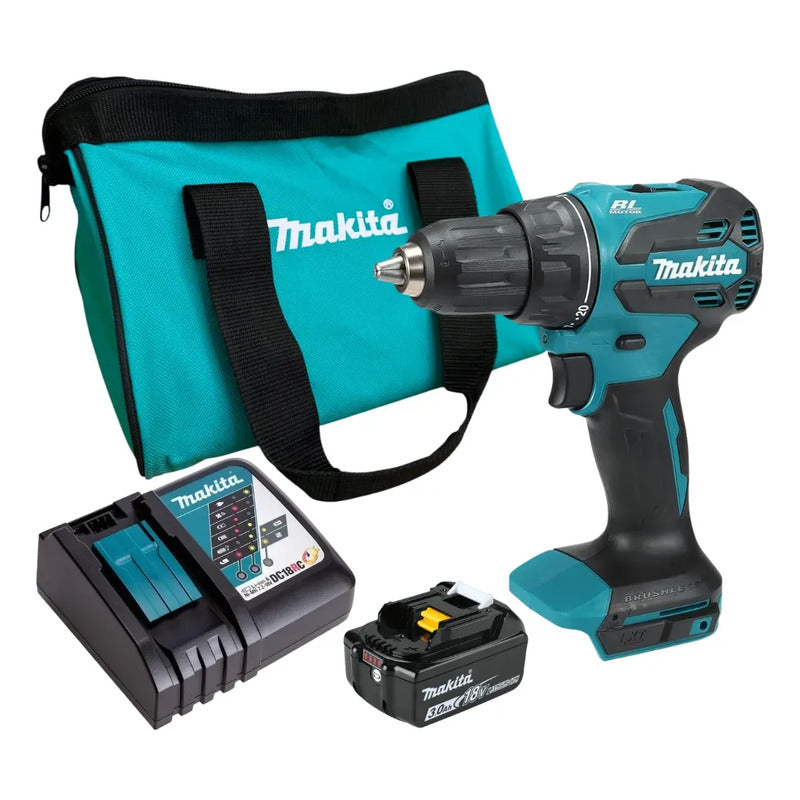 Taladro Percutor Inalámbrico 18v Car/bat3ah Makita Dhp490rf Azul Petróleo 50h/z 60h/z