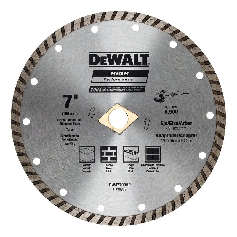 Disco Diamantado Ranurado 7'' Continuo Dewalt Dw47700hp