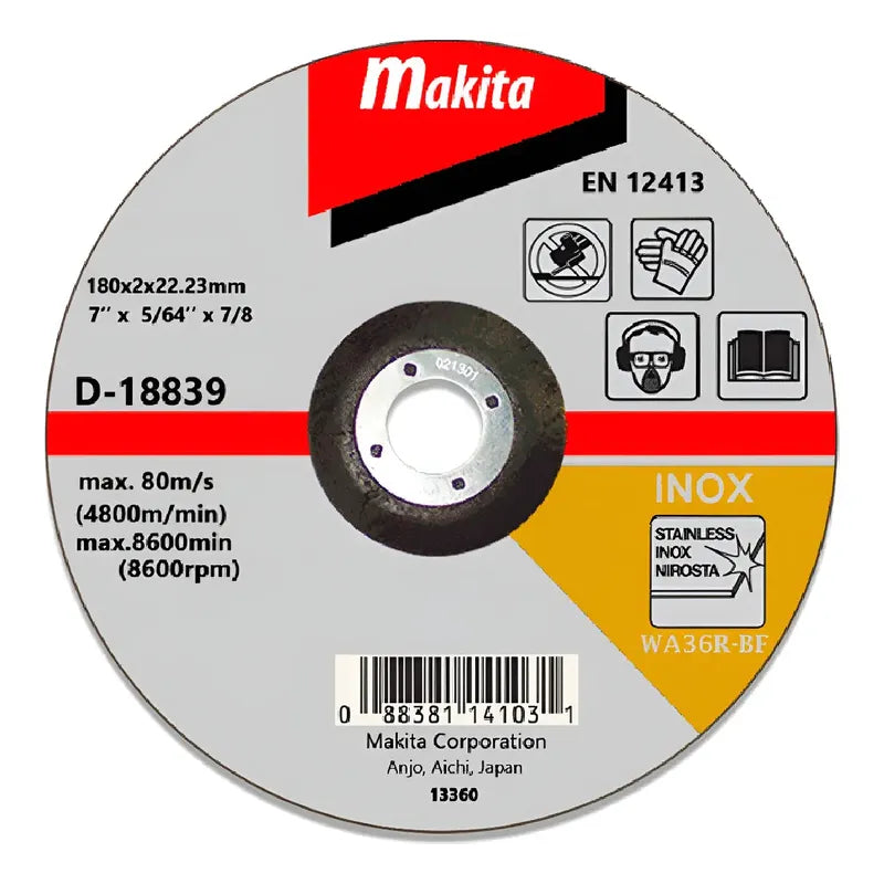 Disco Corte Acero Inoxidable 7'' Makita D-18839 Amarillo