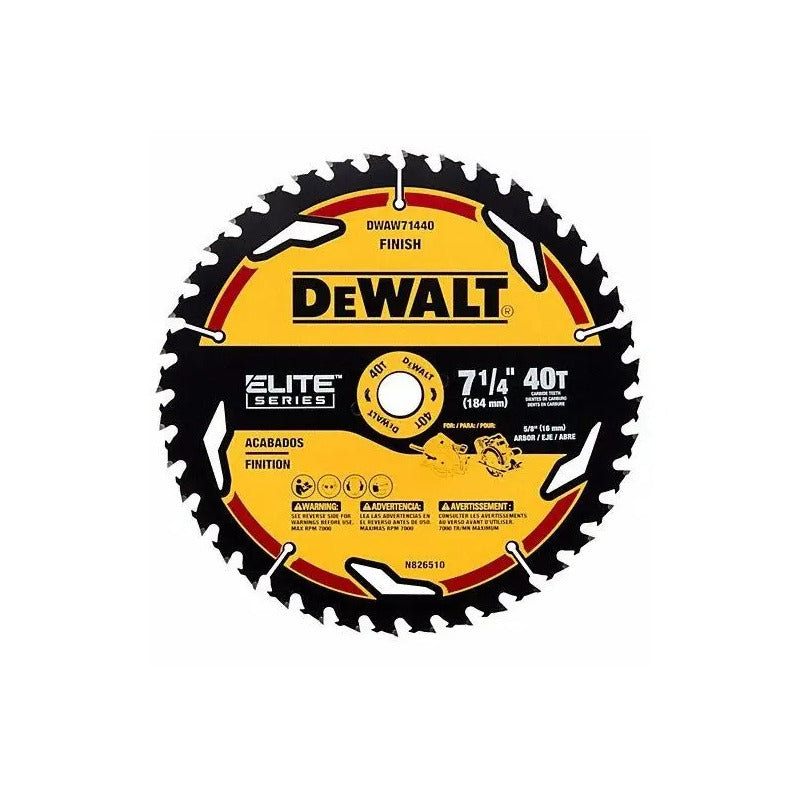 Disco De Sierra 7-1/4  40t Elite Series Dewalt Dwaw71440 Negro