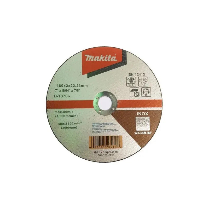 Set 10 Discos De Corte Acero Inox 7''x2mm Makita D-18786
