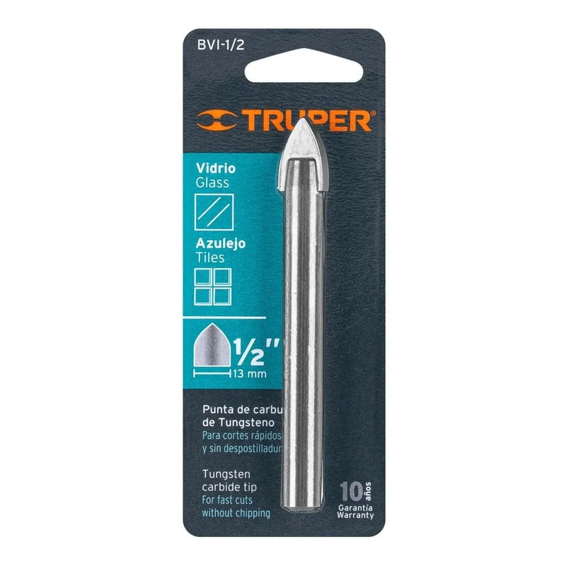 Broca Para Vidrio Y Azulejo 1/2x4 Pulgadas - Truper