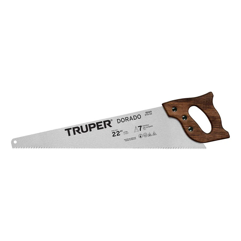 Serrucho Carpintero 22 Pulgadas 55 Cm Dorado Truper 18169