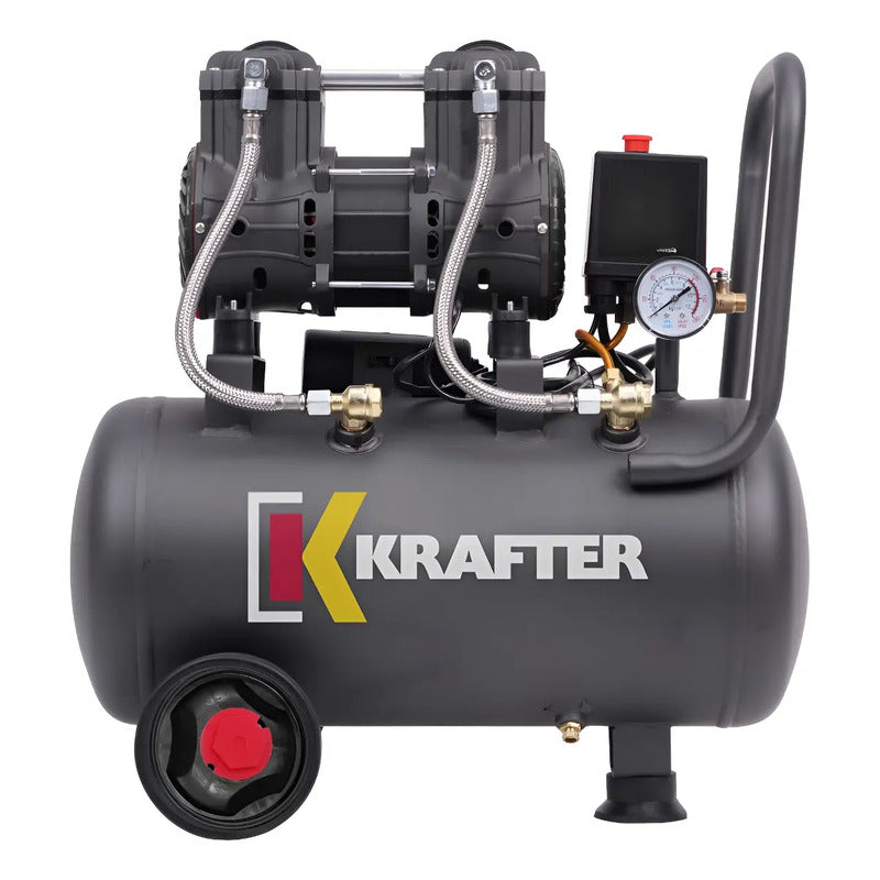 Compresor De Aire Libre De Aceite 24l 1.1kw Krafter 63db Negro 50 Monofásica