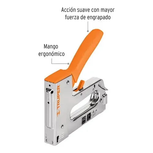 Truper Et-50 Engrapadora Y Clavadora Uso Pesado Con 1000 Grapas