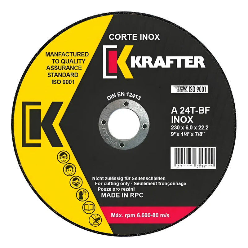 Set 5 Disco De Corte Metal 9 X 2.0mm Krafter Negro