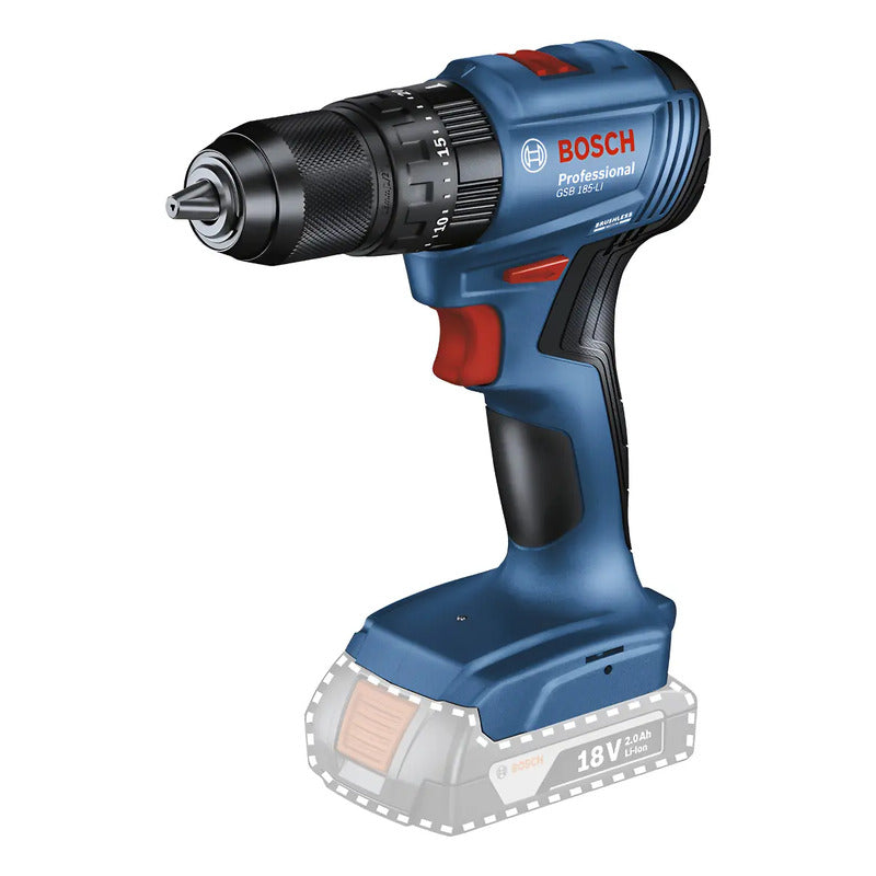 Taladro Percutor Inalám. 1/2 Bosch Gsb 185-li 18v Sin Bat Azul