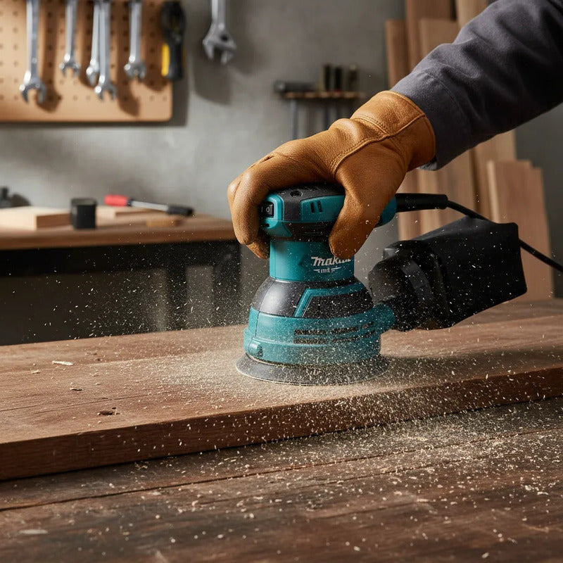 Lijadora Roto Orbital 125mm Makita M9204b + 10 Lijas G-150 Turquesa 50/60 Hz