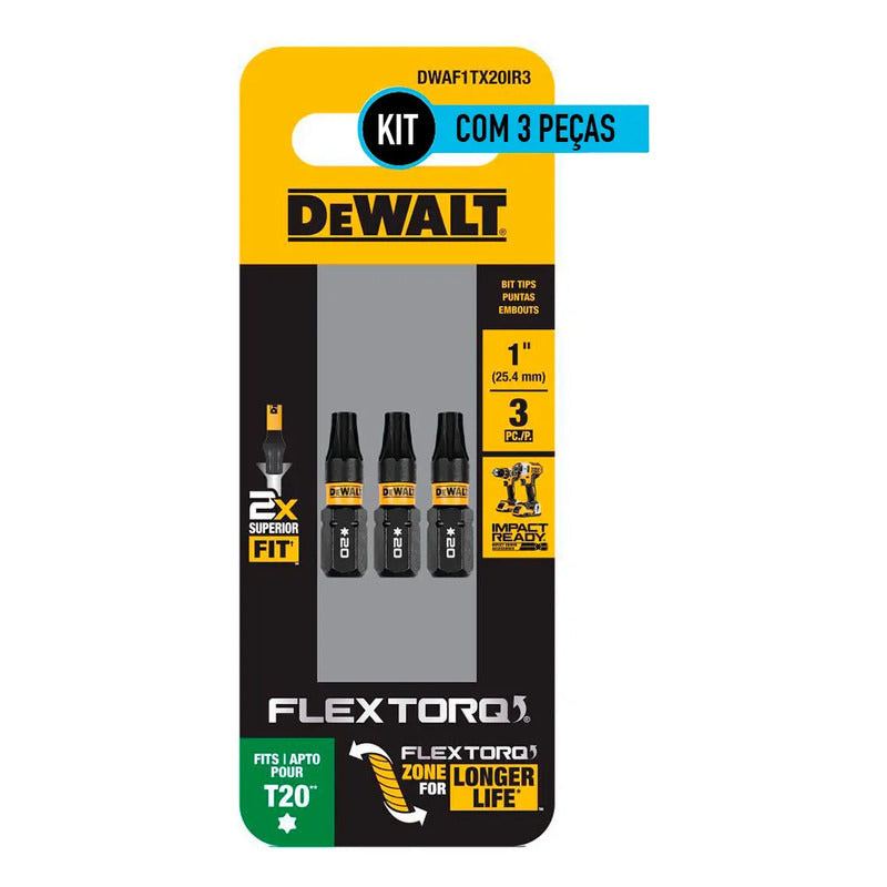 Set 3 Puntas Torx 20 Flextorq Dewalt Dwaf1tx20ir3
