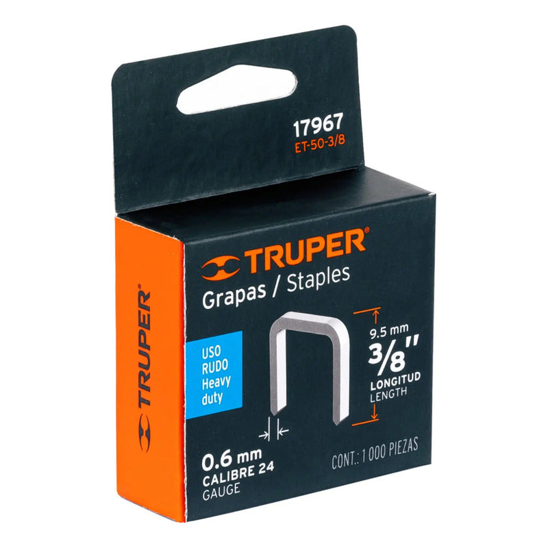 Grapas 3/8 Pulgadas X 1000 Piezas Truper Et-50-3/8  17967