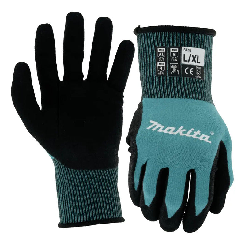 Guantes Reforzados Anticorte T-04123 Makita Turquesa